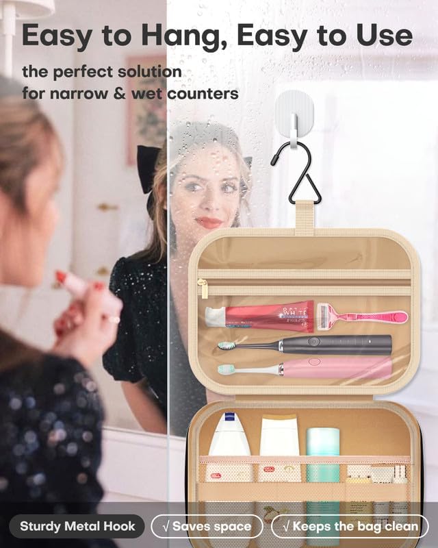 Large Travel Cosmetic Bag with Waterproof Hanging Hook